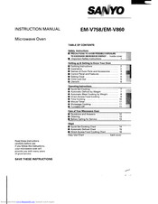 Sanyo EM-V758 Instruction Manual