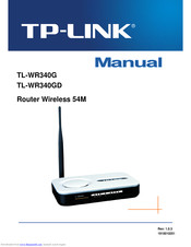TP-Link TL-WR340GD - 54 Mbps Wireless G Router Manual