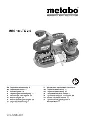 Metabo MBS 18 LTX 2.5 Original Instructions Manual