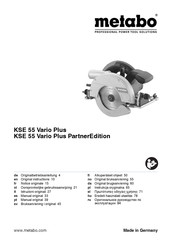 Metabo KSE 55 Vario Plus PartnerEdition Original Instructions Manual