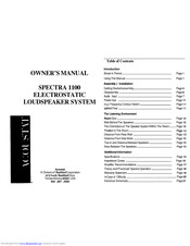 Acoustat SPECTRA 1100 Owner's Manual