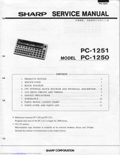 Sharp PC-1251 Service Manual