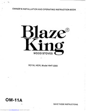 Blaze King RHT-2250 Owner's Installation And Operation Instruction Book
