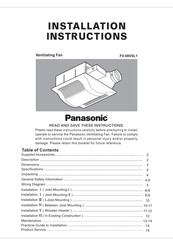 Panasonic Whisper Value-Lite FV-08VSL1 Installation Instructions Manual