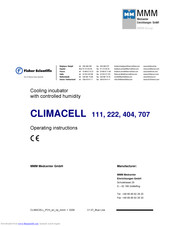 MMM Medcenter CLIMACELL 404 Operating Instructions Manual