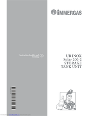 Immergas UB INOX SOLAR 200-2 Instruction Booklet And Warning