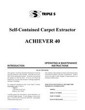 Triple S ACHIEVER 40 Operating & Maintenance Instructions