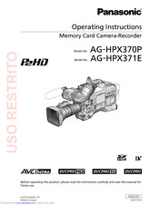 Panasonic AGHPX370P - MEMORY CARD CAMERA RECORDER Operating Instructions Manual