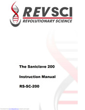 Revolutionary Science saniclave 200 RS-SC-200 Instruction Manual