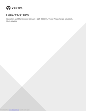 Vertiv Liebert NX Operation And Maintenance Manual