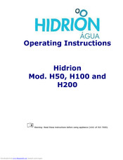 Hidrion H100 Operating Instructions Manual