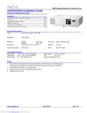 NEC VE303 Installation Manual