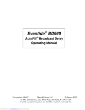 Eventide BD960 Operating Manual