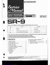 Pioneer SR-9 Service Manual