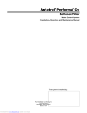Reynolds autotrol performa cv Installation, Operation And Maintanance Manual