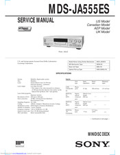 Sony MDS-JA555ES - Md Player Service Manual