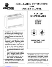 Empire RH-35-5 Installation Instructions And Owner's Manual