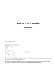 evertz XRF1A User Manual