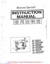 Kansai A-10QS Instructional Manual