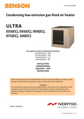 BENSON ULTRA 100(EC) Installation, Service And User Instructions Manual