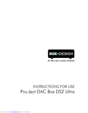 Pro-Ject Audio Systems DAC Box DS2 ultra Instructions For Use Manual