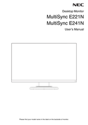 NEC MultiSync E241N User Manual