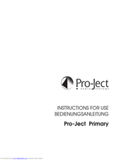 Pro-Ject Audio Systems Primary Instructions For Use Manual