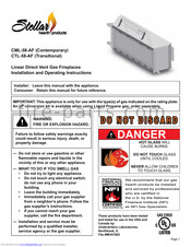 Stellar Hearth CTL-58-AF Installation And Operating Instructions Manual
