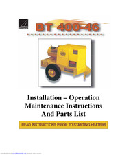 Aerotech BT 400-46 Installation And Operation Maintenance