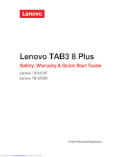 Lenovo TAB3 8 Plus Safety, Warranty & Quick Start Manual