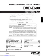 Yamaha DVD-E600 Service Manual