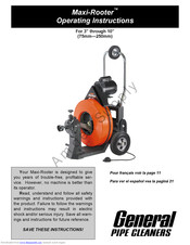General Pipe Cleaners Maxi-Rooter Operating Instructions Manual