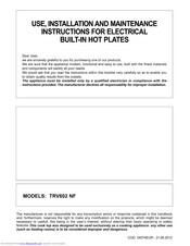 Eurotech TRV602 NF Use, Installation And Maintenance Instructions