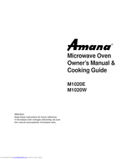 Amana M1020W Owner's Manual & Cooking Manual