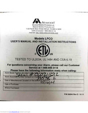Atwood LPCO User Manual And Installation Instructions