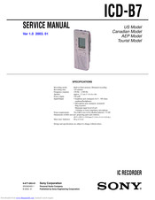 Sony ICD-B7 - Ic Recorder Service Manual