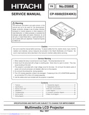 Hitachi CP-X600 series Service Manual