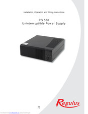 Regulus PG 500 Compact Installation And Operator's Manual
