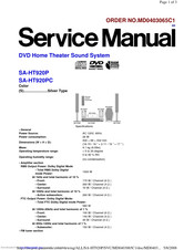 Panasonic SA-HT920PC Service Manual