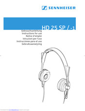Sennheiser HD 25 SP Instructions For Use Manual