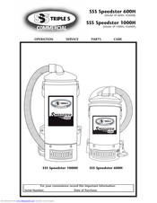 Triple S SP-600H Operation Service Parts Care