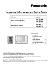 Panasonic VL-SV72 Manuals | ManualsLib
