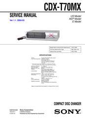 Sony CDX-T70MX - Mp3 6 Disc Service Manual