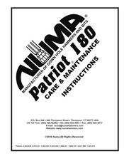Numa Patriot 180 Care & Maintenance Instructions