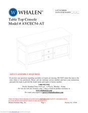 Whalen AVCEC54-AT Assembly Manual