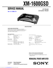 Sony XM-1600GSD Marketing Specifications, Connections Service Manual