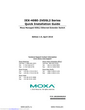 Moxa Technologies IEX-408E-2VDSL2-LV Quick Installation Manual
