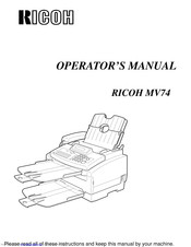 Ricoh FAX880 MP Operator's Manual