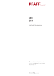 Pfaff 581 Instruction Manual