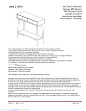 west elm Mid-Century Console Assembly Instructions Manual